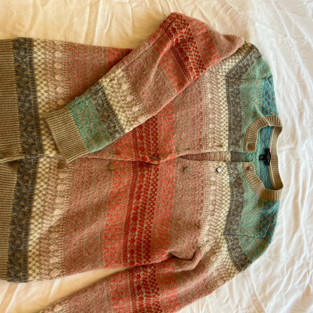 Talbots fair isle cardigan sweater
